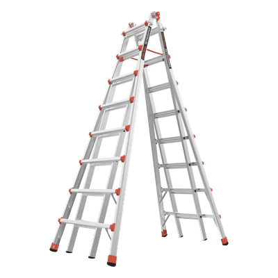 Escalera Telescópica en A / Aluminio / Altura Ajustable 2.44 m a 4.57 m (8 ft a 15 ft) / Capacidad 150 kg / Compacta 2.31 m (7.6 ft)
