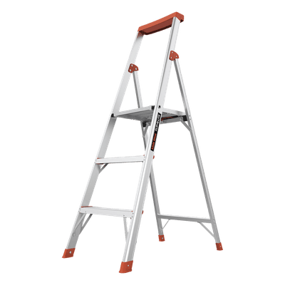 Escalera de Aluminio / 3 Peldaños / Altura 1.5 m (4.9 ft) / Plataforma con Bandeja para Herramientas / Patas Antideslizantes
