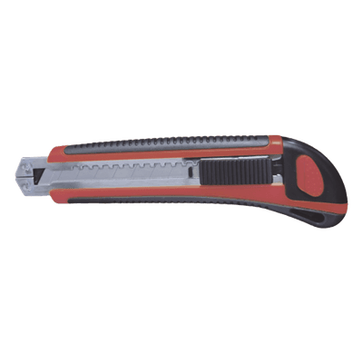 Navaja de Hojas Desprendibles / Hoja 18 mm / Bloqueo Automático / Guía Metálica / Mango Ergonómico ABS+TPR / 17 x 5 x 2.5 cm