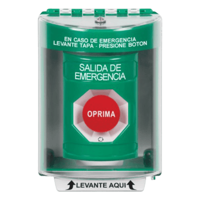 Botón de Salida de Emergencia / Acción Mantenida / Cubierta de Policarbonato / Bocina Integrada / Superficie con Espaciador
