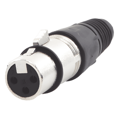 Conector XLR / 3 Pines Hembra / Bloqueo con Pestillo / Rango -30 °C a +80 °C / Cable 3.5-8.0 mm / 16 A por Contacto