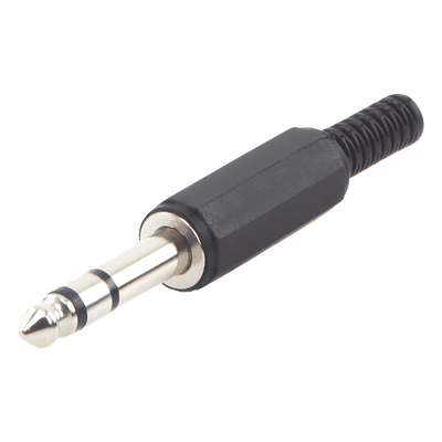 Conector Macho Estéreo / 6.35 mm (1/4") / Cuerpo Plástico / Terminación Soldadura / 28-14 AWG