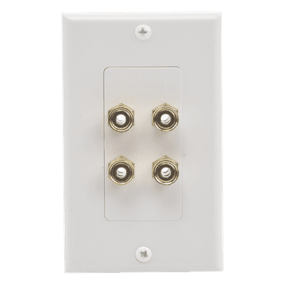 Placa de Pared para Altavoces / 2 Canales / Postes Tipo Banana / Conectores Chapados en Oro / Estilo Decora 1 Unidad / 75 x 115 mm