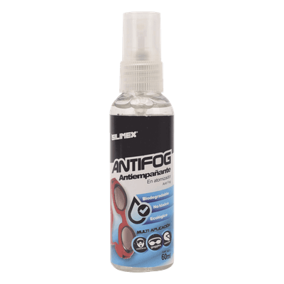 Antiempañante, ideal para eliminar problemas de empañamiento en googlees, mascaras, cascos, lentes, bote 60 ml