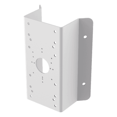 Montaje de Esquina para PTZ TURBOHD o IP / Uso en Exterior / Material de Acero de Carbono / Color Blanco