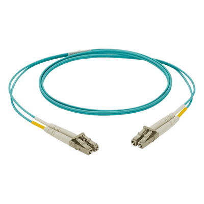 Jumper de Fibra Óptica / Multimodo OM3 50/125 µm / LC-LC Dúplex / LSZH / Aqua / 3 m (9.84 pies) / 1.6 mm
