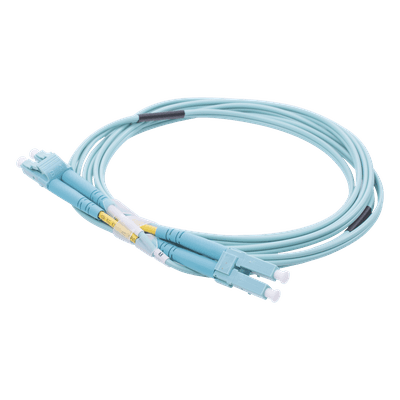 Jumper de Fibra Óptica / Multimodo OM3 50/125 / LC-LC Dúplex / OFNR Riser / 2.0 mm / 2 m (6.56 ft) / Aqua