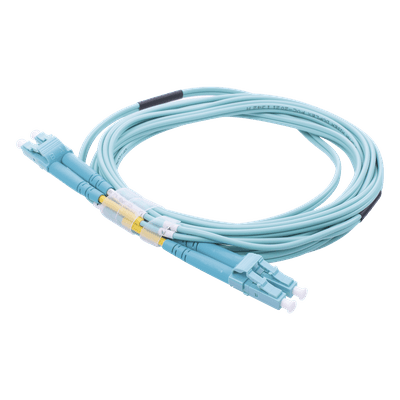 Jumper de Fibra Óptica / OM3 50/125 / LC-LC Dúplex / OFNR Riser / 2.0 mm / 3 m (9.84 ft) / Aqua