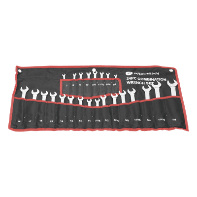 Juego de Llaves Combinadas / 24 Piezas / Métricas e Imperiales / Acero Cromo-Vanadio / Estuche Nylon Enrollable