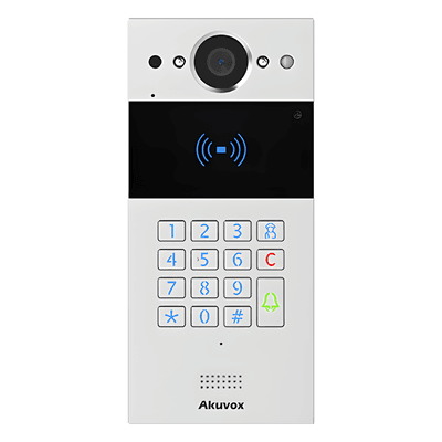 Videoportero SIP / Teclado y Lector de Tarjeta / Notificación App / Notificación Llamada Telefónica / Configuración en la Nube / POE / IP65 / Cámara de 2 MP / NFC / PIN Temporal para Visitas / Control de 2 Puertas