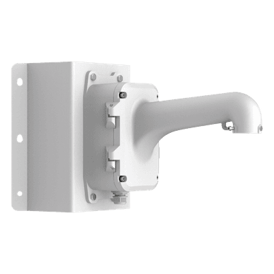 Montaje de Esquina con Caja de Conexión para Domos PTZ epcom y HIKVISION / Fabricado con Aleación de Aluminio y Acero