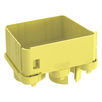 Tapa de Salida / 2 Puertos / Tubería Corrugada 1.5 in (38 mm) / Radio de Curvatura 2 in (50.8 mm) / Canaleta 4x4 / Color Amarillo