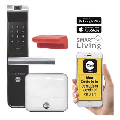 Kit Cerradura Electrónica Inteligente / Apertura por Código, Biometría y Smartphone / 100 Huellas y 100 PINs / Puertas 35-90 mm / Cierre Automático / Wi-Fi