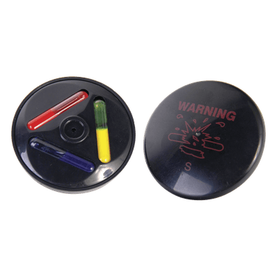 Tag AM para Ropa / Frecuencia 58 kHz / Diámetro 51 mm / Tinta Dual Rojo/Azul / Cobertura 160 a 180 cm / Negro