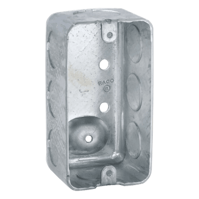 Caja de Conexión Tipo Chalupa / Acero Galvanizado / 4 x 2.125 in / Profundidad 1-7/8 in / 8 Entradas Conduit / 13.0 in³ / UL Listed