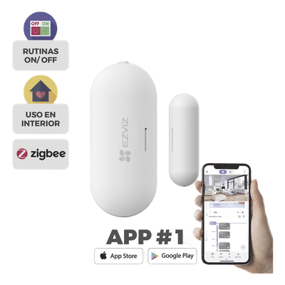 Sensor de Contacto Magnético Inalámbrico / Zigbee / Separación de Alarma 25 mm ± 5 mm / Autonomía 3 Años / Uso Interior / 53.5 x 22.5 x 13.5 mm