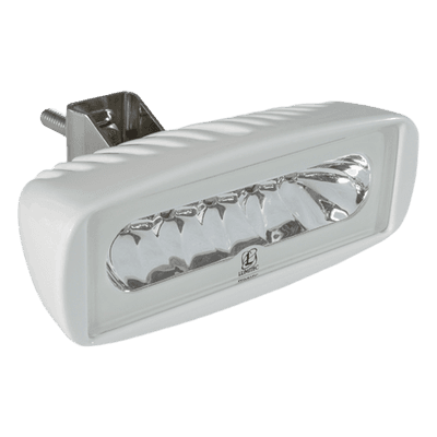 Luz led marina Caprera2 con bracket, emite luz color blanco y azul de 1000 lúmenes, fabricado bajo norma de protección IP67.