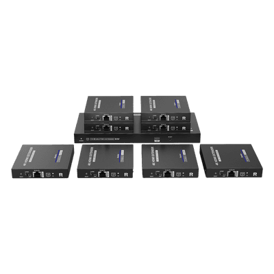 Kit Divisor y Extensor HDMI / Divide 1 Fuente HDMI a 8 Pantallas / Extiende la señal HDMI hasta 70 m / Resolución 4K @ 60 Hz/ Cat 6/6a/7 / IPCOLOR / CERO LATENCIA / Uso 24/7 / Puerto S/PDIF / EDID / RS232 / Salida Loop / Alimente solo el Tx