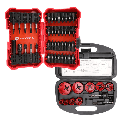 Kit de Herramientas / 13 Brocas Sierra Bimetálicas / 42 Puntas Intercambiables / Entrada Hexagonal 1/4' / Estuche Portátil