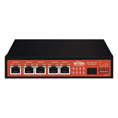 Controlador Solar de 15A con Switch PoE /  1 Puerto Gigabit PoE 802.3 bt / 2 Puertos PoE 802.3 af/at / 2 Puertos PoE Pasivo 24/48 Vcc / 1 Puerto SFP / No administrable