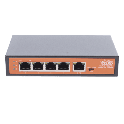 Extensor PoE / Entrada 90W / 4 salidas Gigabit 802.3af/at 30W / Alcance 250 m (820 ft) / 5 puertos / No administrable