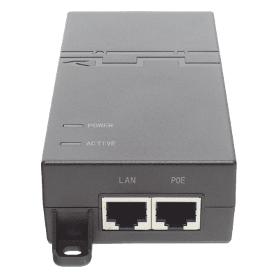 Inyector PoE estándar 30 watts, Compatible Multi-marcas, Detección Inteligente Anti Accidentes (802.3at / Gigabit)