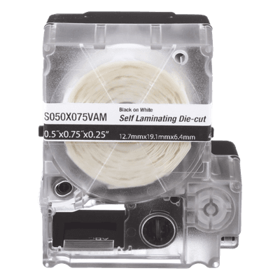 Casete de Etiquetas Autolaminadas / 12.7 x 31.8 mm / 200 Etiquetas / Cables 3.1 a 7 mm (0.12 a 0.28 in) / Calibre 12-10 AWG