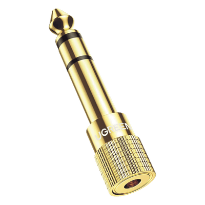Adaptador de Audio / Conversión 3.5 mm a 6.3 mm / Conectores Chapados en Oro / Diseño Antideslizante 360° / Plug & Play