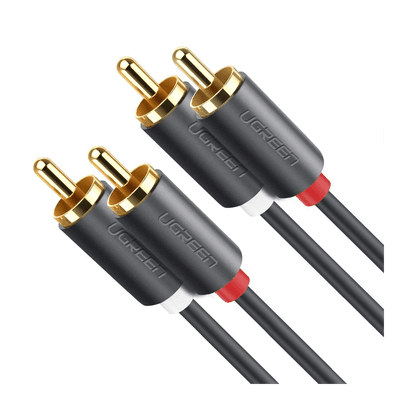Cable de Audio 2 RCA Macho a 2 RCA Macho / 3 Metros (9.84 Pies) / Color Negro / Alta Calidad / Anillos de Goma para Asegurar un Agarre Firme al Instalar o Quitar el Cable