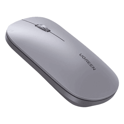 Mouse inalámbrico 2.4 GHz | Ultra Delgado y Silencioso | DPI 1000/1600/2000/4000 (Ajustable) | Alcance 10m | Scroll de Aluminio | Adaptable a diferentes superficies | Diseño suave al tacto | Contiene Receptor USB | Color Gris.