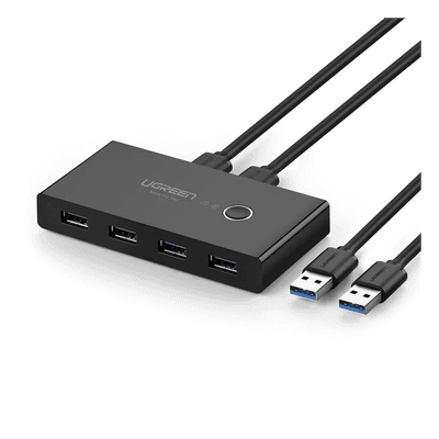 Conmutador USB / 4 Puertos USB 3.0 / 2 PC / Switch Manual / Alimentación Extra 5V / Cables 1.5 m (4.9 ft)