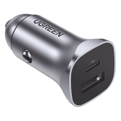 Cargador de Auto / 24W / USB-A + USB-C / PD3.0 + QC3.0 / 12-24 VCD / Aleación de Aluminio
