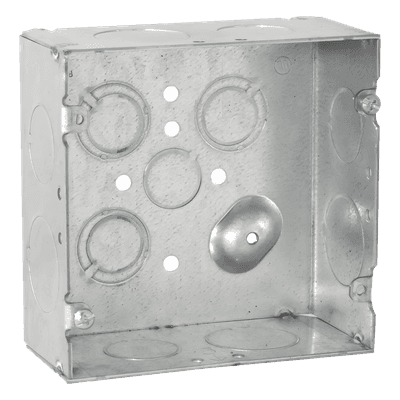 Caja Cuadrada Eléctrica / Acero Galvanizado / 42 in³ / 4.688 x 4.688 in / 9 Entradas Conduit / 2-1/8 in Profundidad