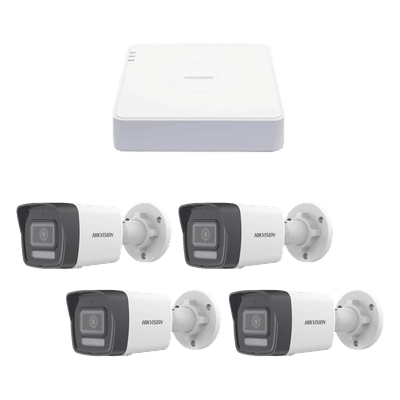 Kit IP 1080p (2 Megapixel) / NVR de 4 Canales con 4 Puertos PoE / 4 Cámaras IP Bala ColorVu Lite y Motion Detection 2.0 / Micrófono Integrado