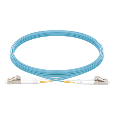 Jumper de Fibra Óptica / OM3 50/125 / LC-LC Dúplex / OFNR Riser / 2.0 mm / 5 m (16.40 ft) / Aqua