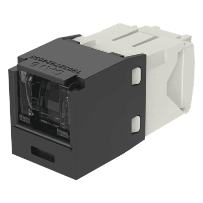 Conector Jack RJ45 Estilo TG con Ventana, Mini-Com, Categoría 6, de 8 Posiciones y 8 Cables, Color Negro