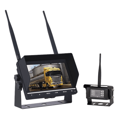 Sistema Profesional Inalámbrico de Cámara de Reversa Infrarroja y Monitor de 7" para Vehículos de Trabajo y Montacargas