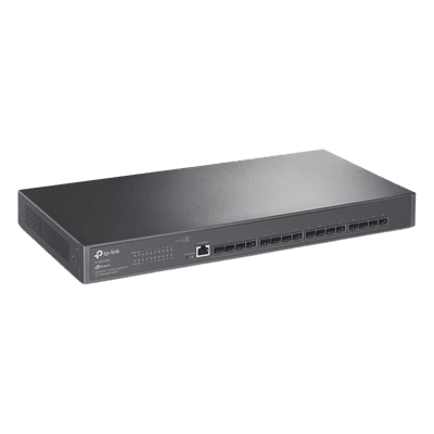 Switch Fibra Óptica L2+ Omada / 16 Puertos SFP+ 10G / 2 Puertos Consola (RJ45 y micro-USB) / Administración Centralizada Omada o Stand-Alone / Multicast IGMP / Calidad de Servicio / Montaje en Rack / Silencioso (sin ventiladores)
