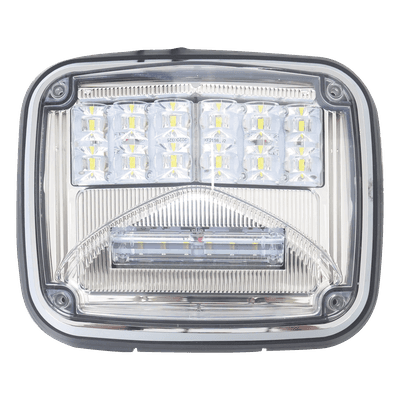 Luz de Advertencia LED / 6 LEDs Ultra Brillantes / 11 Patrones de Destello / IP67 / 12-30 VCC / 7.9" x 6.3" (20.1 x 16 cm) / Luz de Trabajo Blanca Integrada