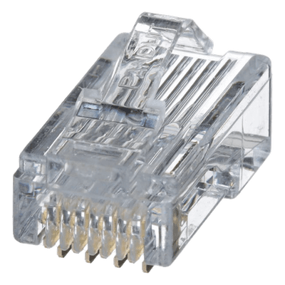 Plug RJ45 Cat5e, Para Cable UTP de Calibres 24-26 AWG, Chapado en Oro de 50 Micras, Paquete de 100 Piezas