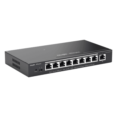 Switch Administrable PoE+ / 9 Puertos Gigabit / 8 Puertos PoE+ 802.3af/at / 120 W / Alcance Extendido 250 m (820.2 ft) / Sin Ventilador