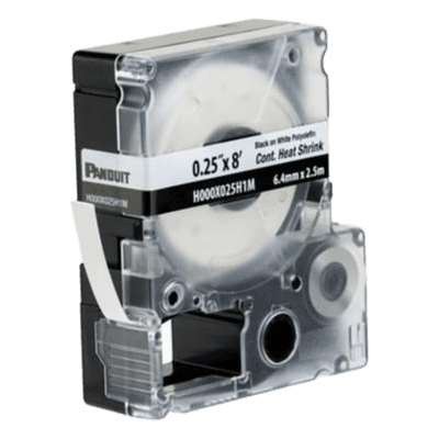 Casete de Etiquetas / Tubo Termocontráctil / 6.4 mm (0.25 in) Ancho / 2.4 m (7.87 ft) Largo / Calibre 22-18 AWG / Poliolefina Blanca