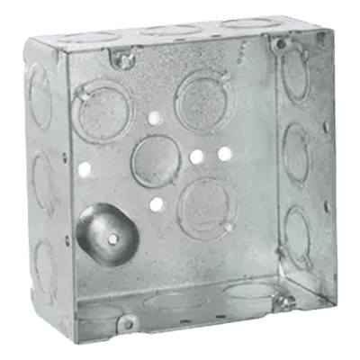 Caja Cuadrada para Instalaciones Eléctricas / Acero Galvanizado / 42 in³ / 12 Entradas Laterales TKO / Profundidad 2-1/8 in / UL Listed