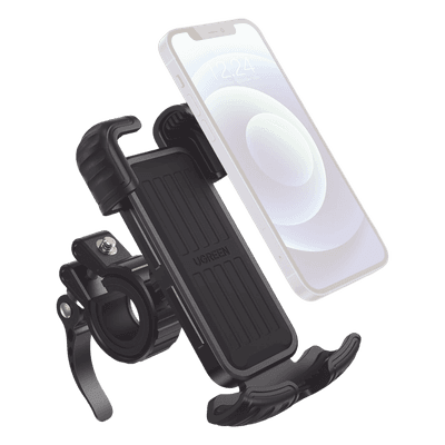 Soporte de Celular para Manillar de Motocicleta o Bicicleta / Anti Vibración / Protección de clip Antideslizante / Rotación de 360° / Bloqueo de Seguridad / Compatible con manillar de 0.6'' a 1.75'' / Soporta dispositivos de 4.6''