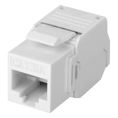 Módulo Jack Keystone / Cat6A / Toolless / U/UTP / 180° / 10 Gbps / Color Blanco