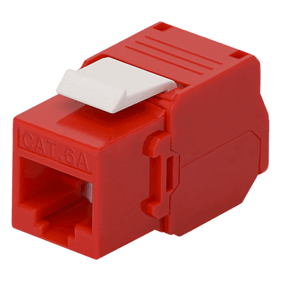 Módulo Jack Keystone / Cat6A / Toolless / Terminación 180° / Sin Blindaje / 1 Puerto / Color Rojo