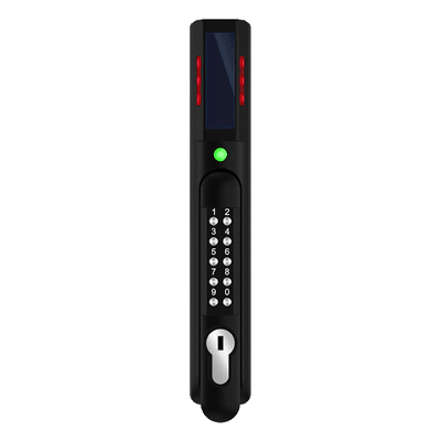 Chapa de Seguridad Electrónica / Doble Autenticación RFID y PIN / Lector Dual 125 kHz y 13.56 MHz / Sensor de Humedad Integrado / 200 Usuarios / LED de Alertas