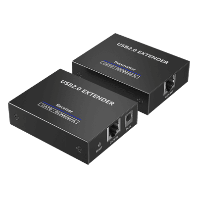 Kit EXTENSOR USB 2.0 de 4 Puertos para Distancias de Hasta  150 m | Soporta USB 2.0, USB 1.1 y USB 1.0 | UTP Cat 5e/6/6a/7 | Soporta Switch Gigabit | Ideal para Cámaras WEB, Impresoras, Escáner, Memorias, Mouse, etc.