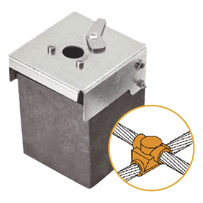 Molde de Grafito Horizontal Unión en Cruz / Cable 4/0 AWG (120 mm²) / 50 Soldaduras / Acero Electrogalvanizado / Normativa UNE 21186