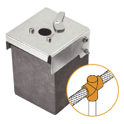 Molde de Grafito para Soldadura Exotérmica / Unión en T Vertical / Cable 4/0 AWG Pasante / Pica 5/8 in (16 mm) Terminal / 50 Soldaduras
